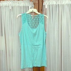 Turquoise and black polka-dot tank top size 3X